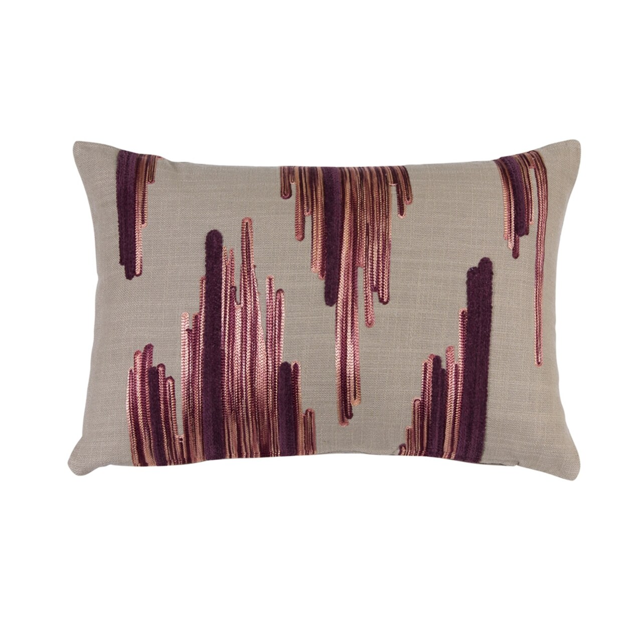 Melrose Set of 2 Brown and Red Embroidered Rectangular Throw Pillows 16"